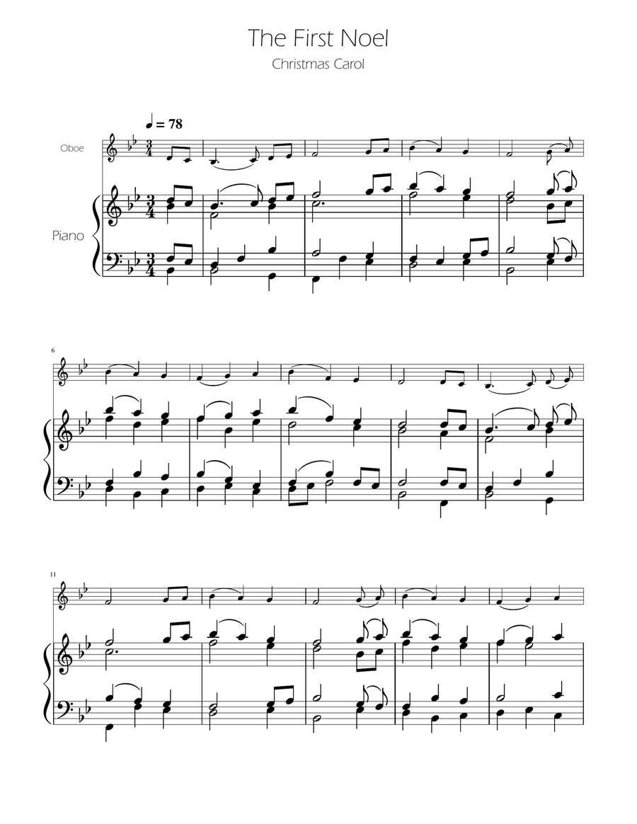The First Noel - Oboe Solo w/ Piano