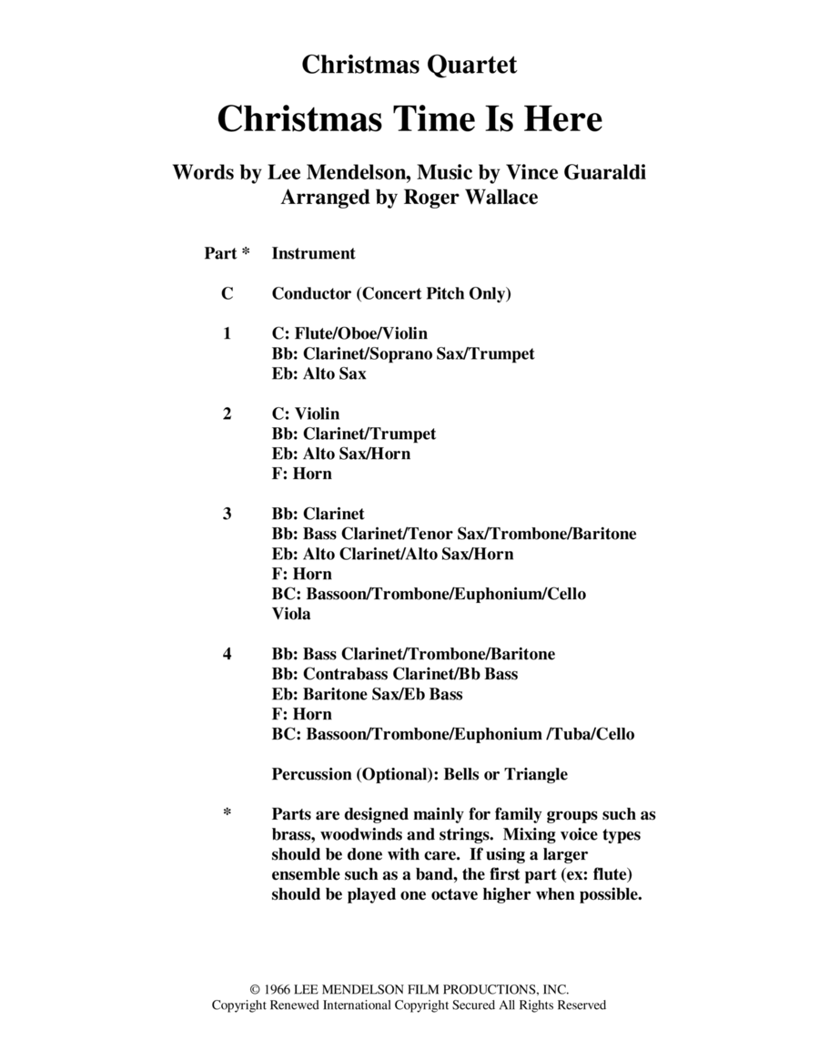 Christmas Time Is Here Brass Quartet scores gallery preview page 1