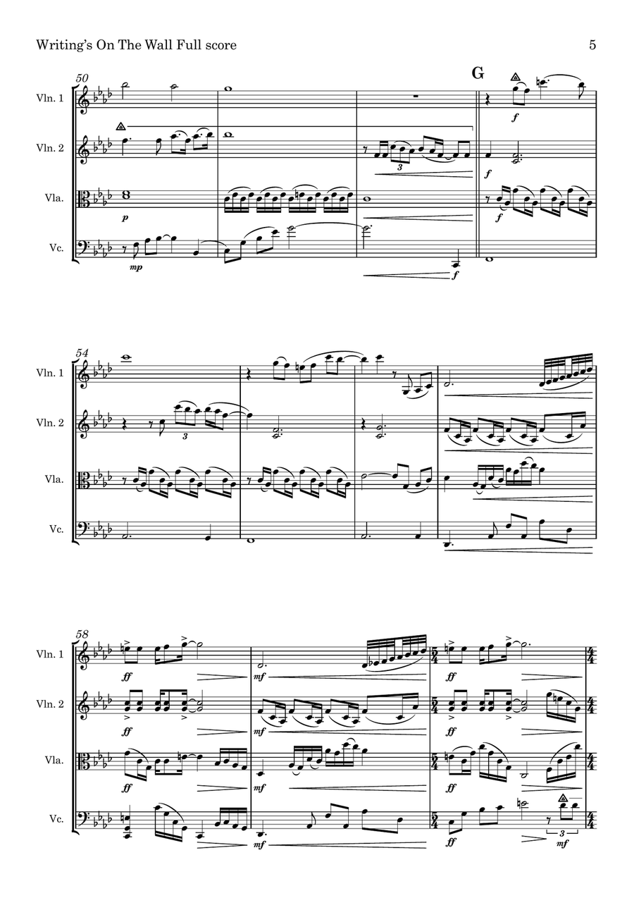 Writing's On The Wall from the film SPECTRE String Quartet scores gallery preview page 5