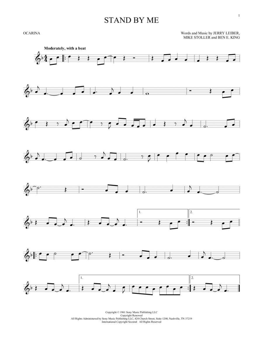 Stand By Me ocarina scores gallery preview page 1