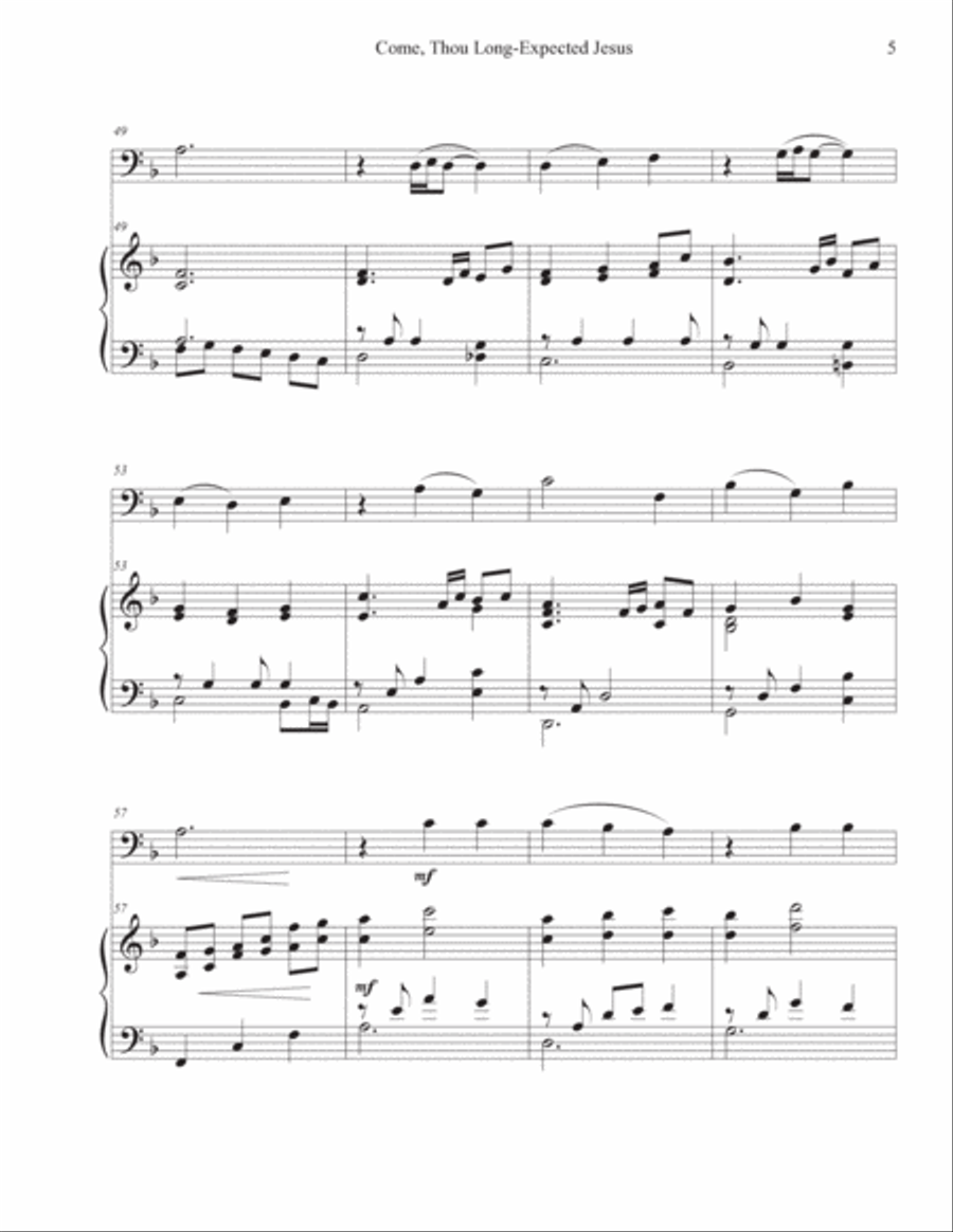 Come, Thou Long-Expected Jesus (Cello-Piano) Piano scores gallery preview page 5