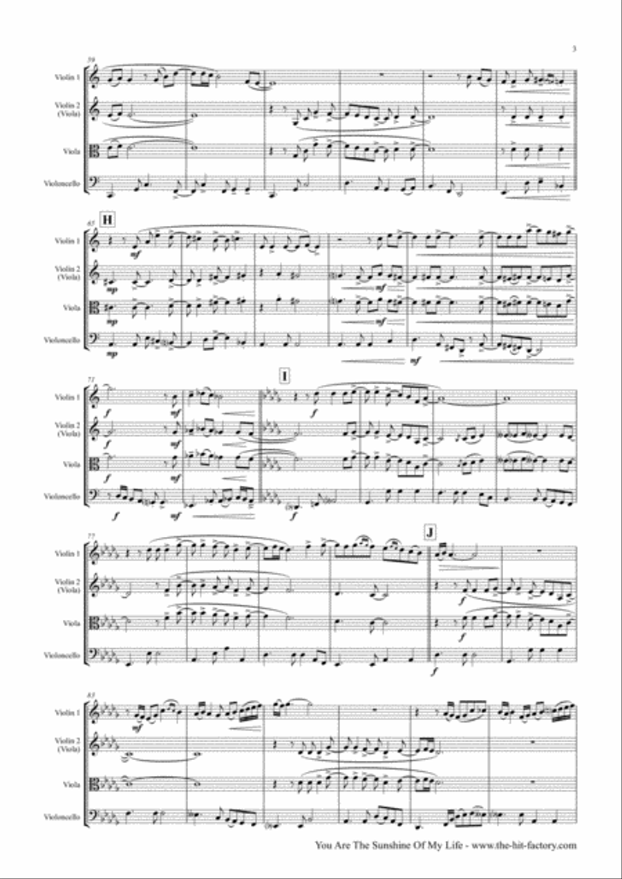 You Are The Sunshine Of My Life String Trio scores gallery preview page 3