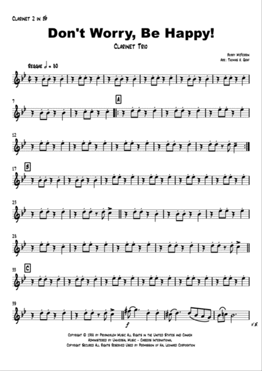 Don't Worry, Be Happy Woodwind Trio scores gallery preview page 6