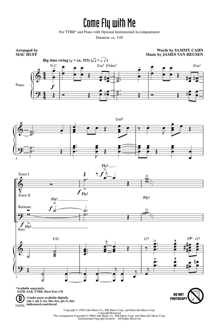 Come Fly With Me TTBB scores gallery preview page 1