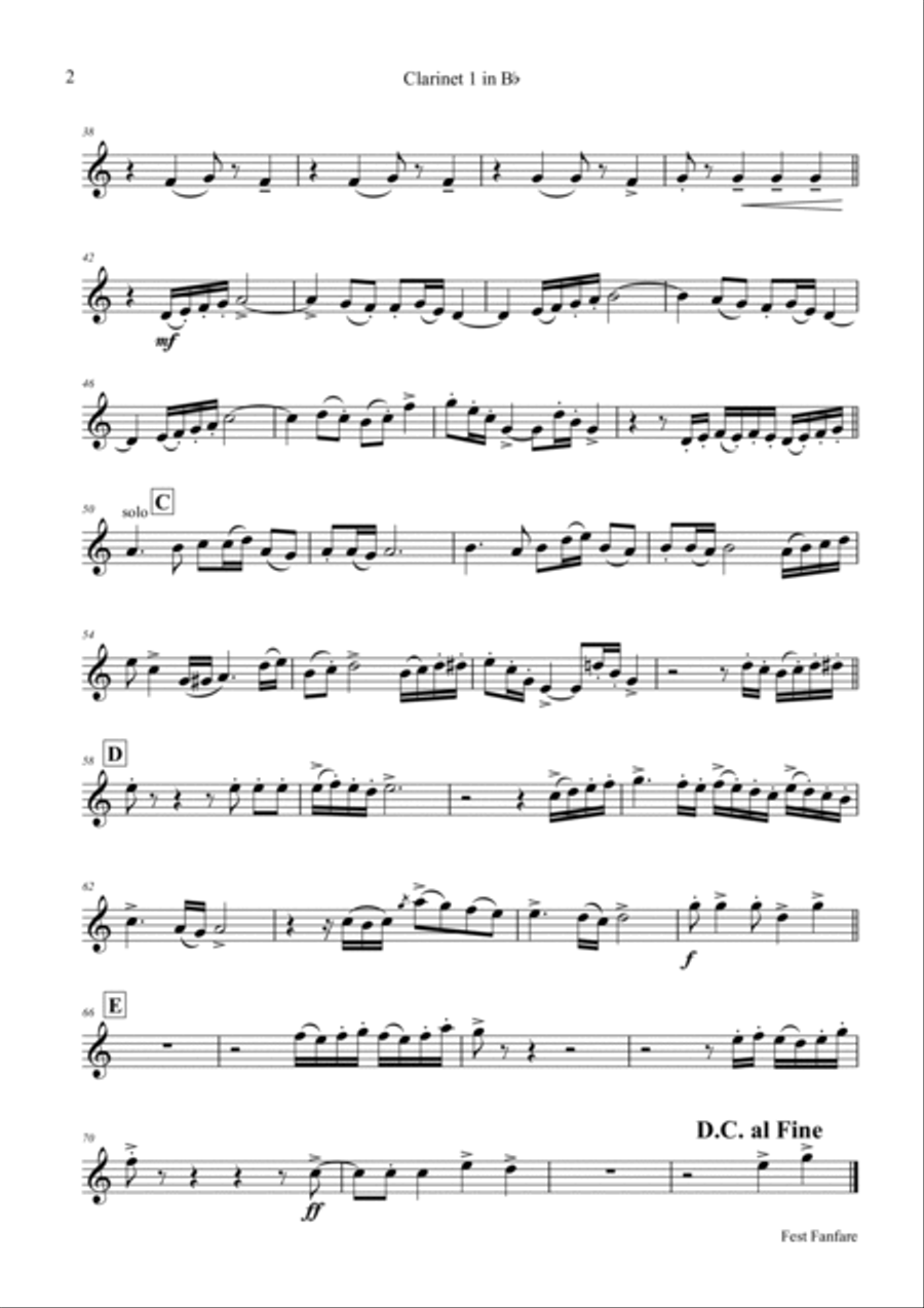 Fest Fanfare - Classical Festive Fanfare - Opener - Clarinet Quartet Clarinet Quartet scores gallery preview page 3