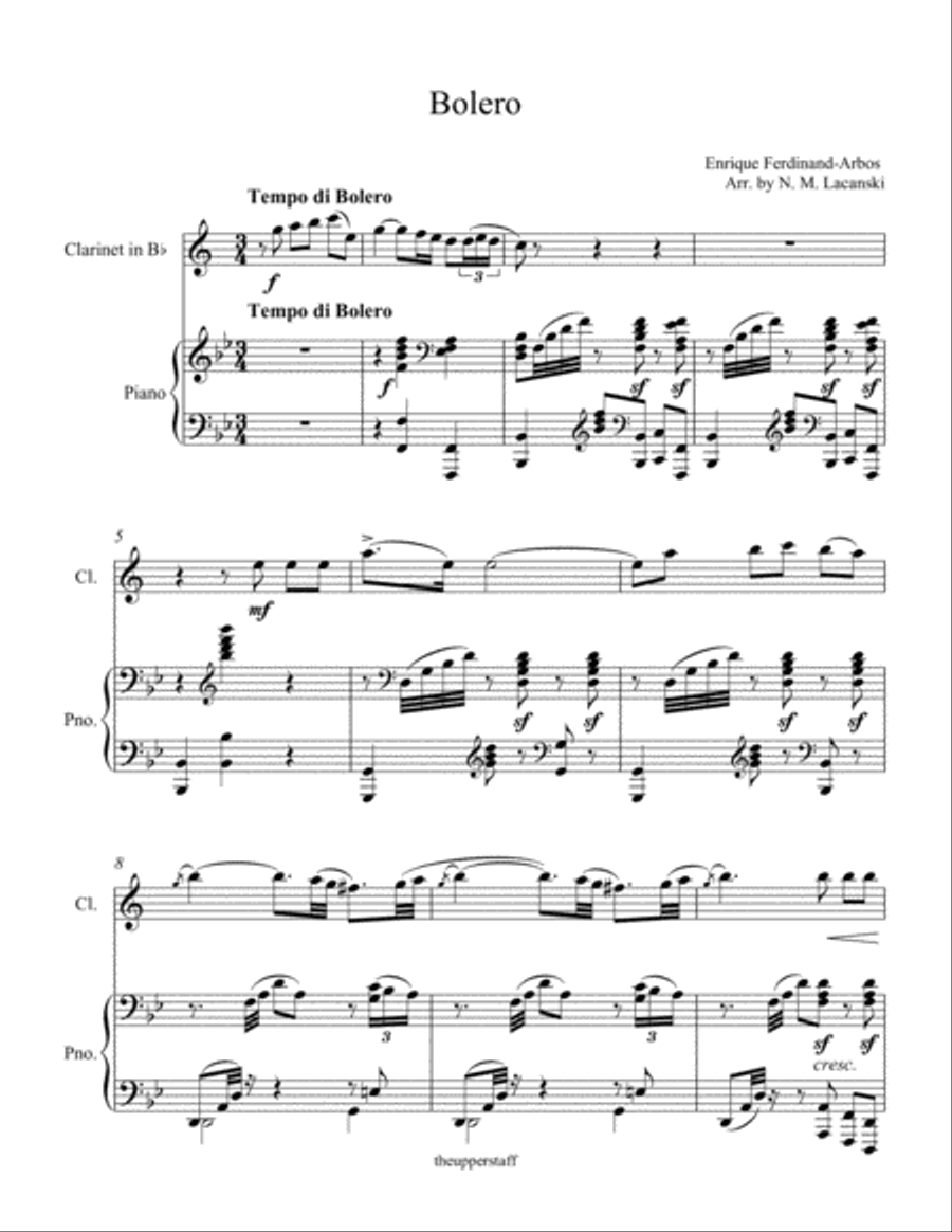 Bolero Clarinet Solo scores gallery preview page 1