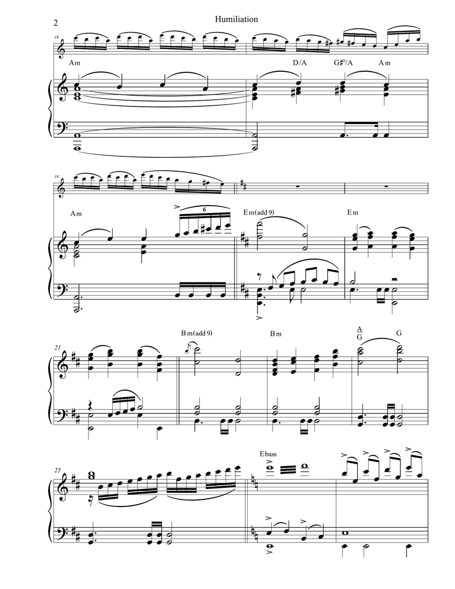 Humiliation Piano Solo scores gallery preview page 2