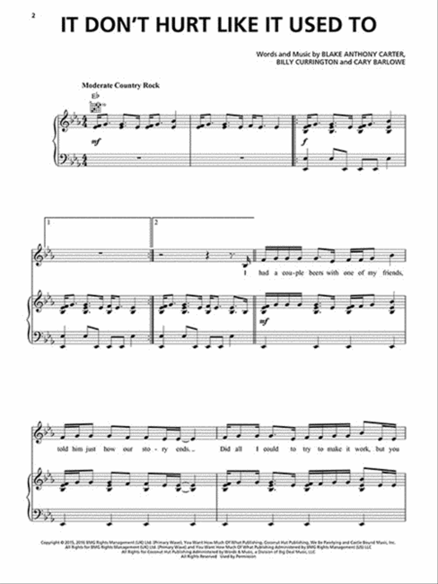 It Don't Hurt Like It Used To Piano, Vocal, Guitar scores gallery preview page 2