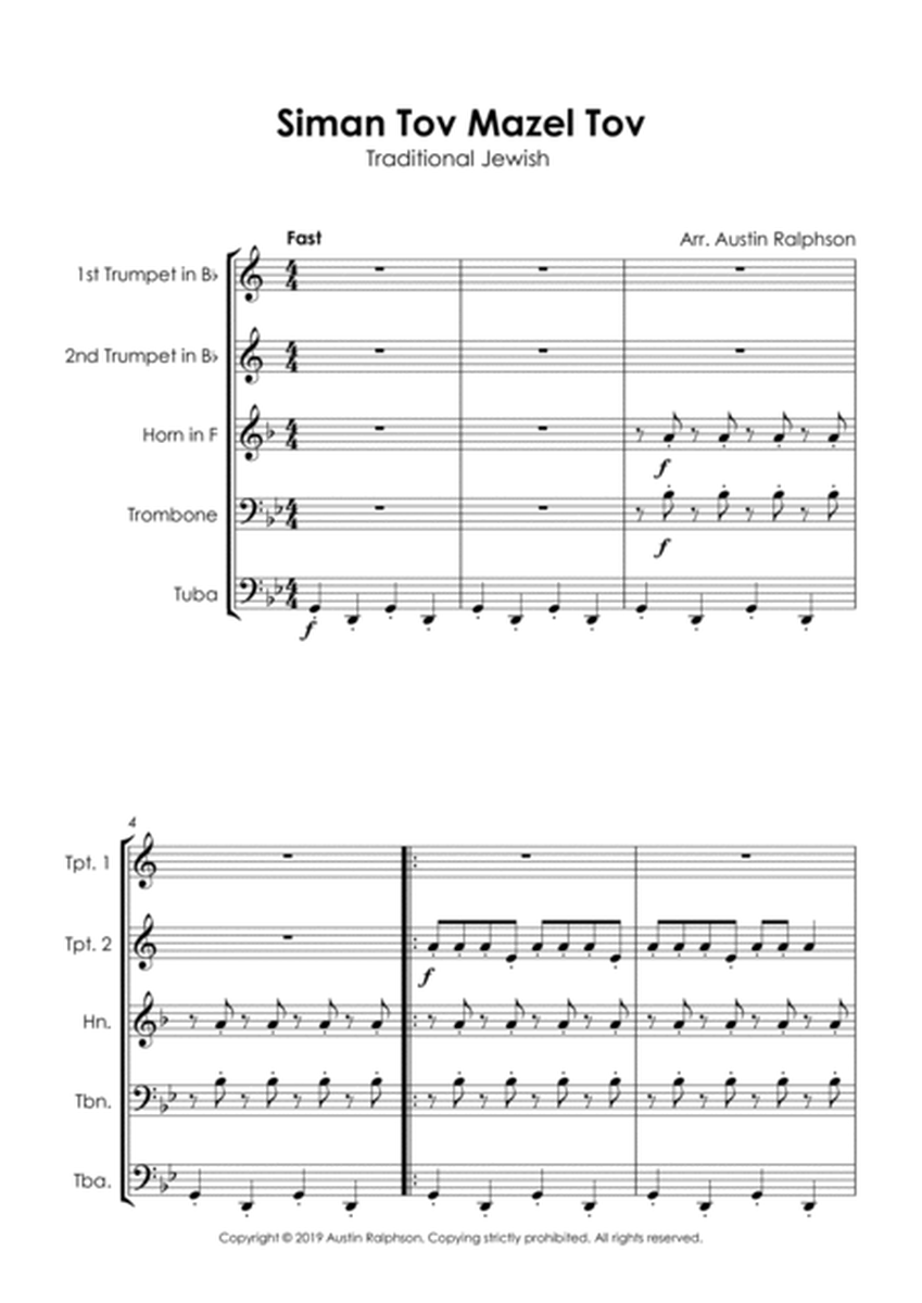 COMPLETE Jewish Wedding Music Pack - brass quintet image number null