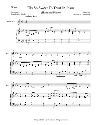 'TIS SO SWEET TO TRUST IN JESUS (Horn/Piano and Horn Part)