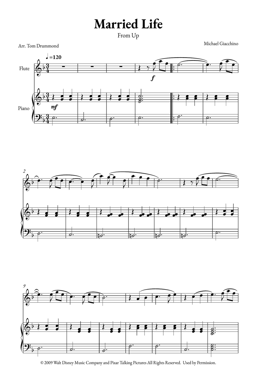 Married Life Married Life Flute Solo scores gallery preview page 1