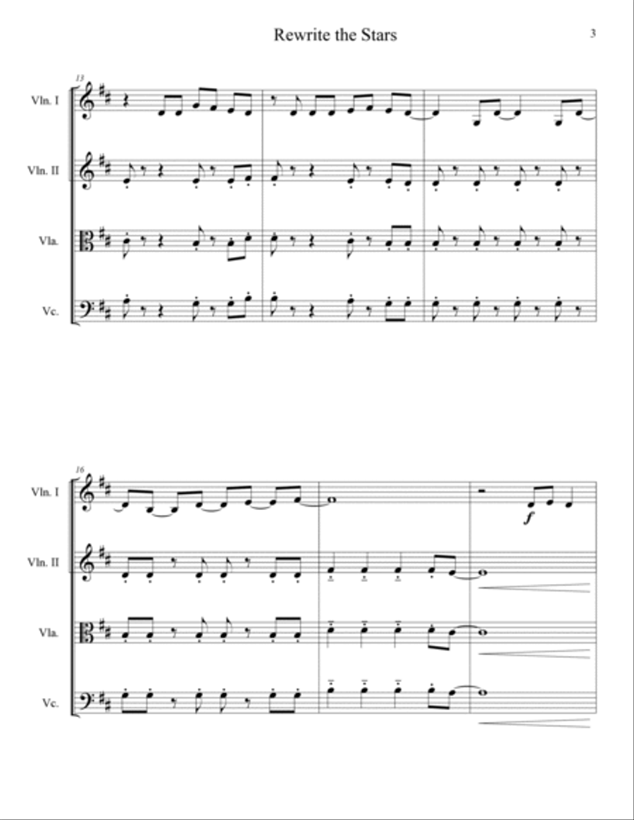Rewrite The Stars Rewrite The Stars String Quartet scores gallery preview page 5