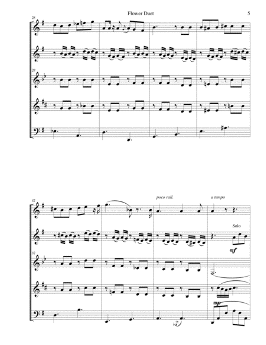 Flower Duet from Lakme (Wind Quintet) Small Ensemble scores gallery preview page 5