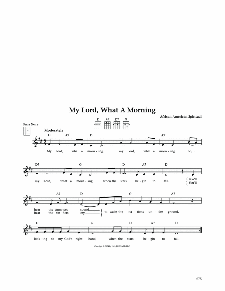 My Lord, What A Morning (from The Daily Ukulele) (arr. Jim Beloff) Ukulele scores gallery preview page 1