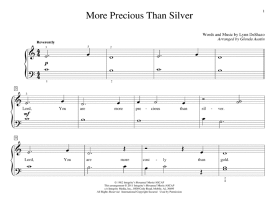 More Precious Than Silver Piano Method scores gallery preview page 1