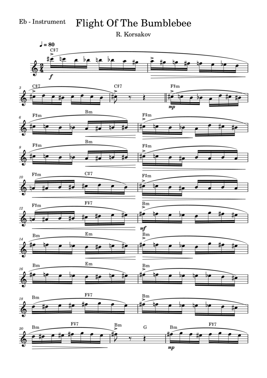 The Flight Of The Bumblebee Alto Saxophone scores gallery preview page 1