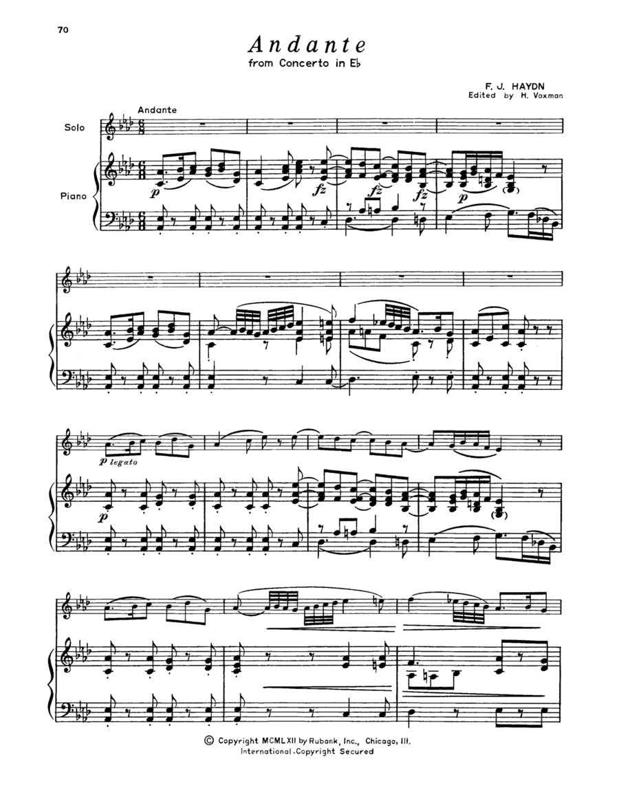 Andante (Concerto In E Flat) Baritone Horn BC scores gallery preview page 1