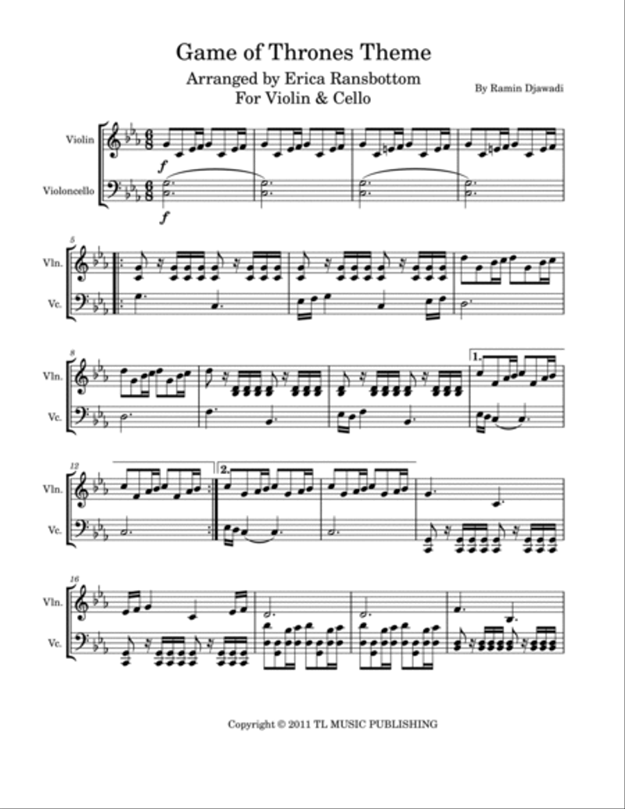 Game Of Thrones String Duet scores gallery preview page 2