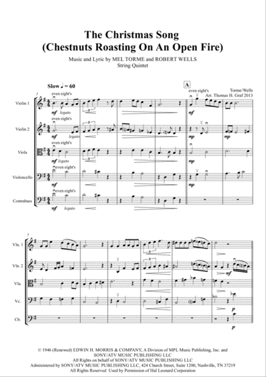 The Christmas Song (Chestnuts Roasting On An Open Fire) String Quartet scores gallery preview page 1