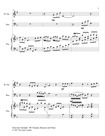 HEAVENLY SUNLIGHT (Trio - Bb Trumpet, Bassoon & Piano with Score/Parts) image number null