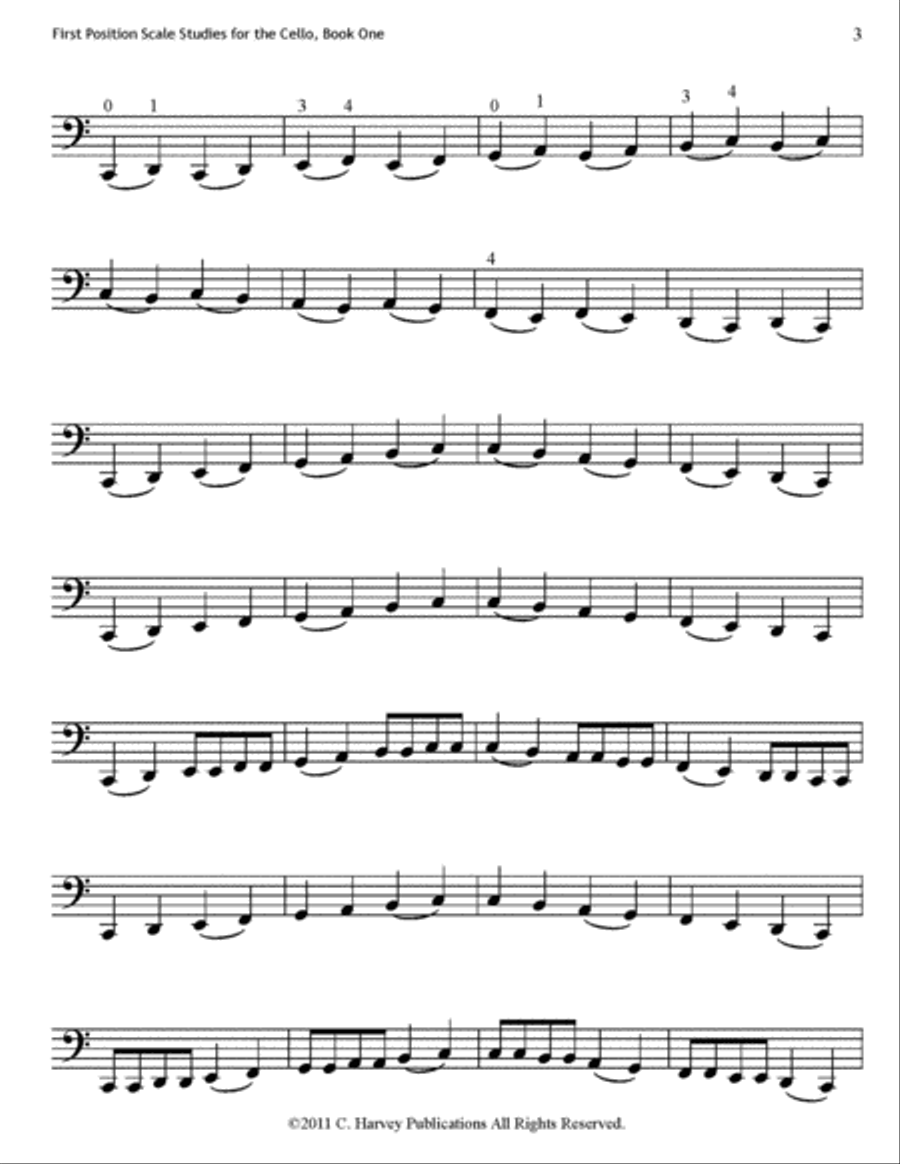 First Position Scale Studies for the Cello, Book One Cello scores gallery preview page 3