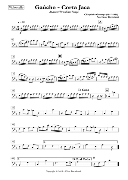Corta Jaca ou Gaúcho - Cello and Piano image number null