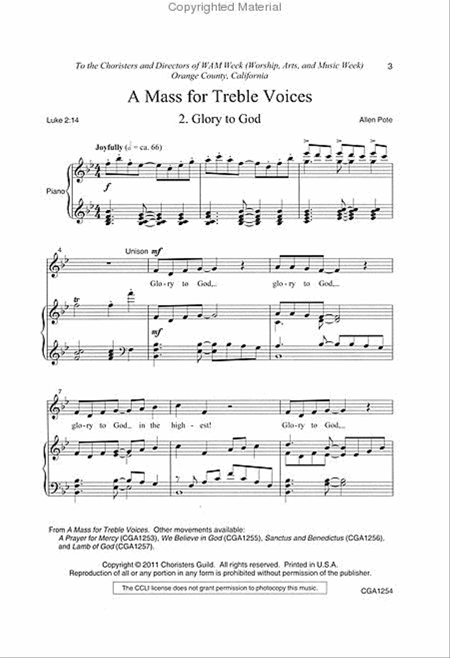 A Mass for Treble Voices Glory to God SSA scores gallery preview page 2