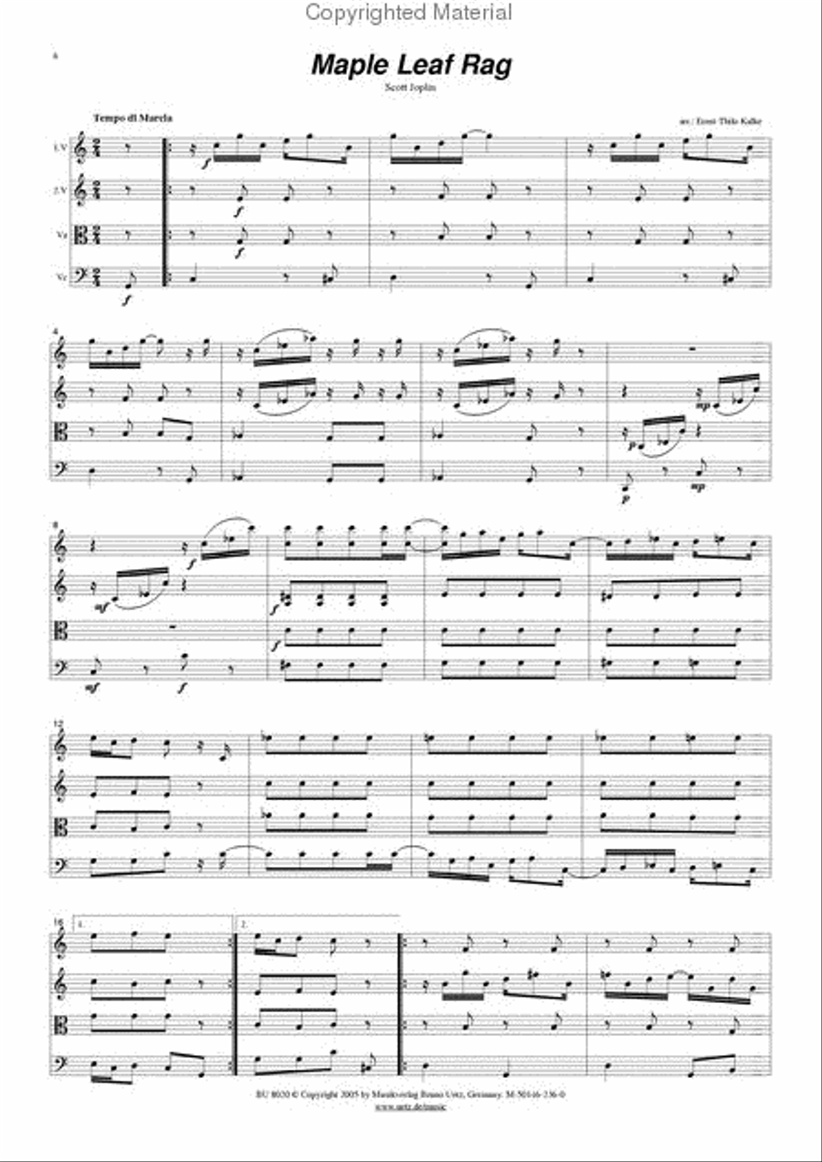 Entertainer/Maple Leaf String Quartet scores gallery preview page 3