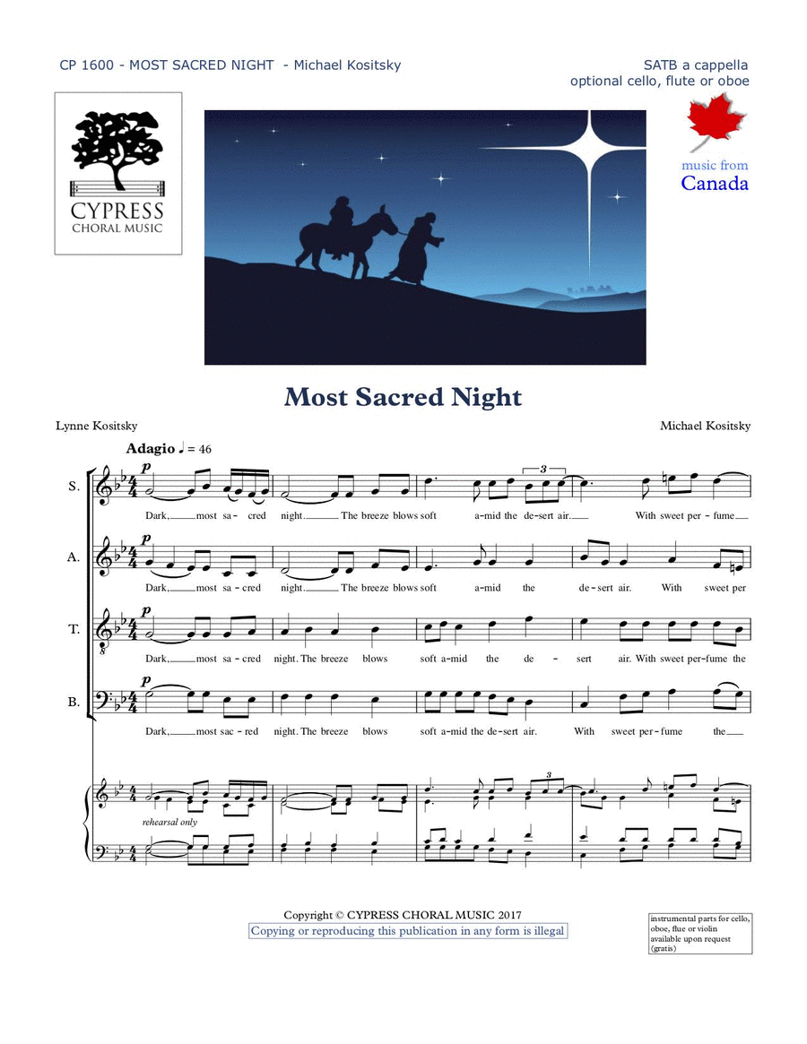 Most Sacred Night 4-Part scores gallery preview page 1