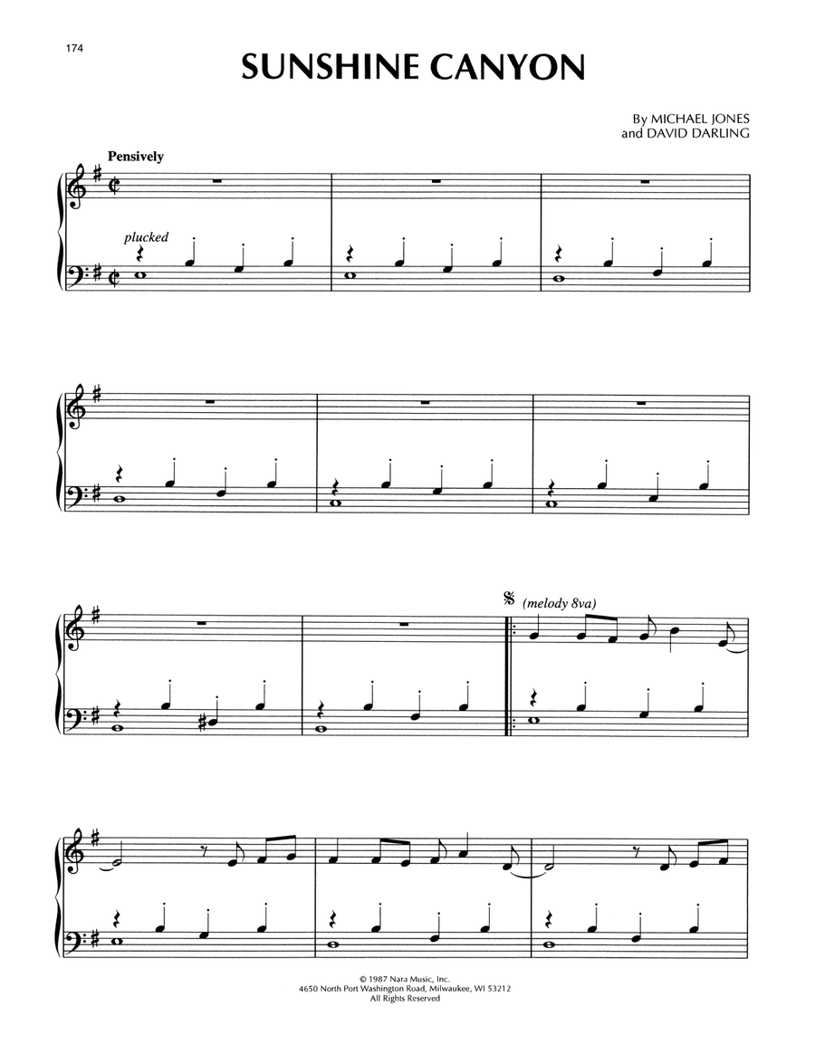 Sunshine Canyon Sunshine Canyon Piano Solo scores gallery preview page 1