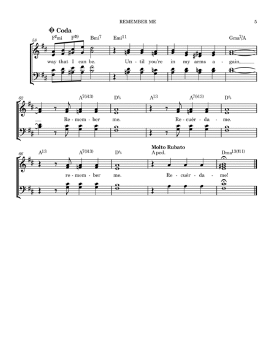 Remember Me (ernesto De La Cruz) 4-Part scores gallery preview page 5