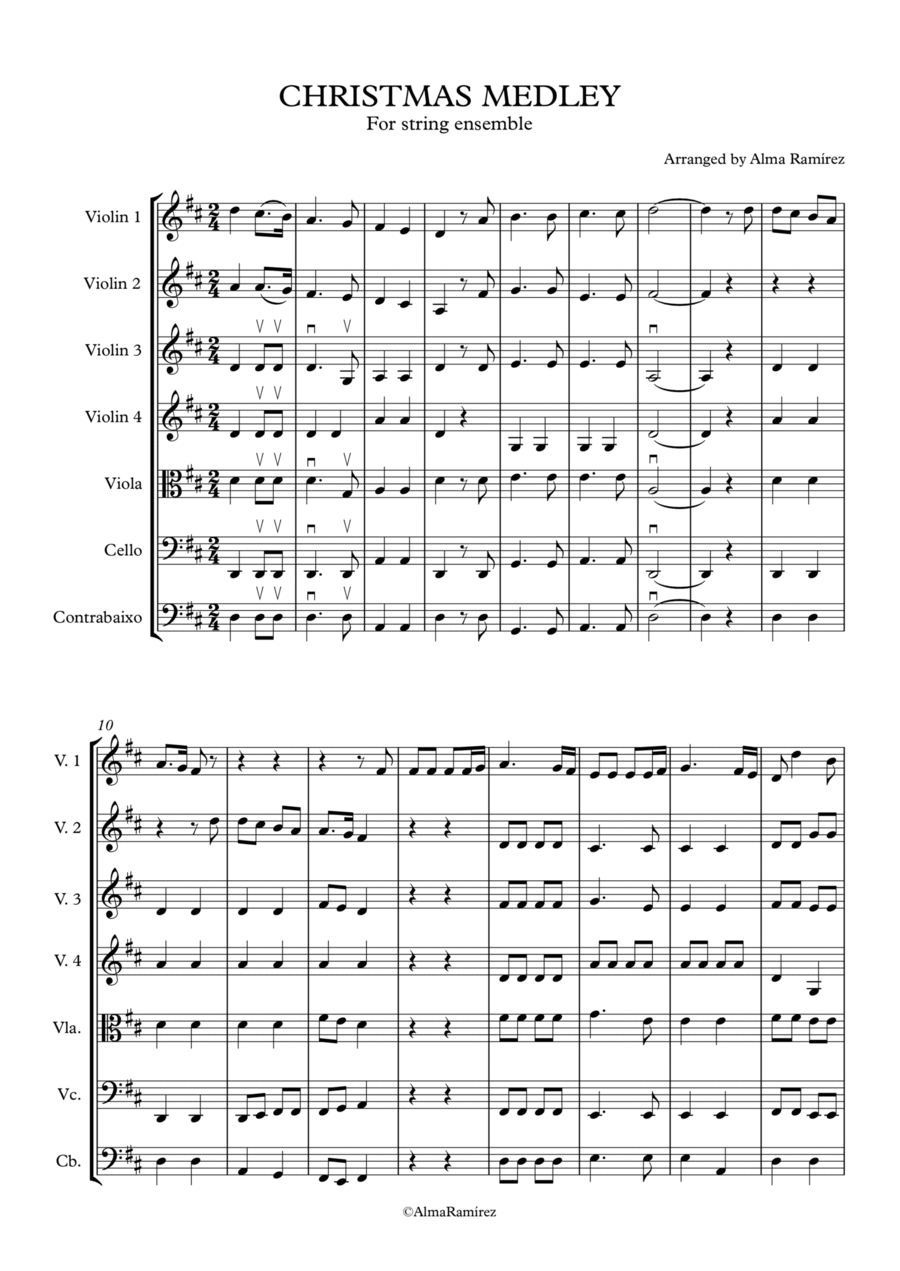 Christmas Medley for string emsemble String Orchestra scores gallery preview page 1