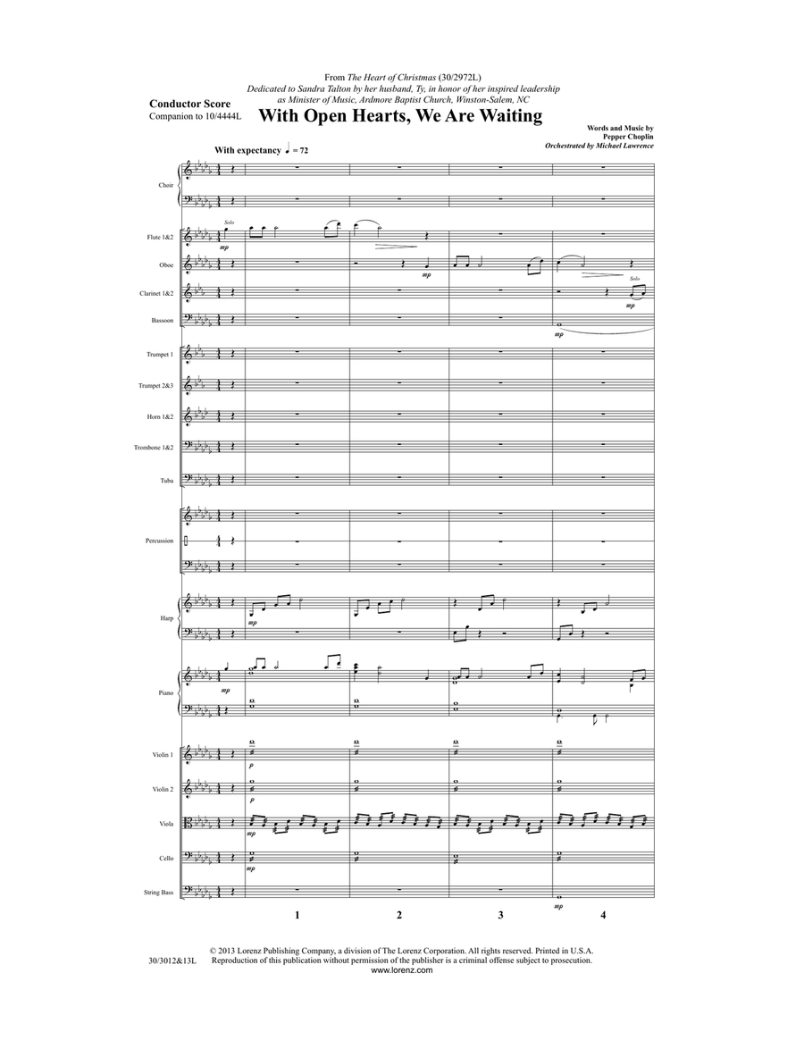 With Open Hearts, We Are Waiting - Orchestral Score and Parts Full Orchestra scores gallery preview page 3