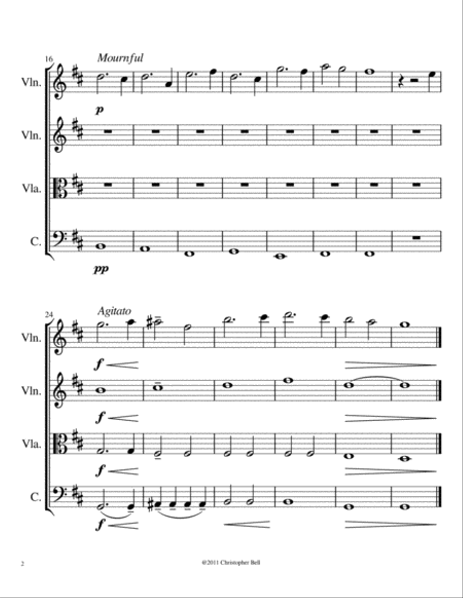 Distance - For String Quaret String Quartet scores gallery preview page 2