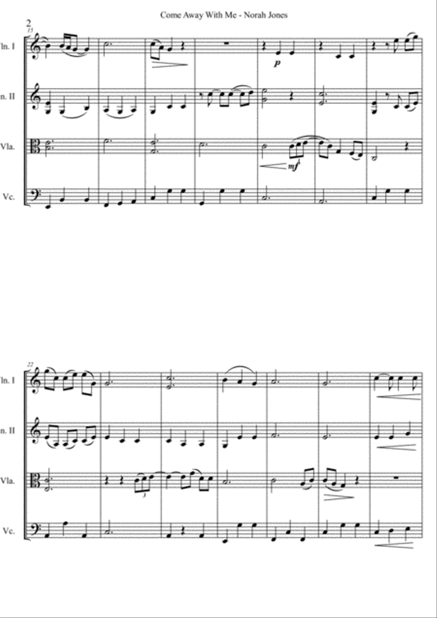 Come Away With Me String Quartet scores gallery preview page 2