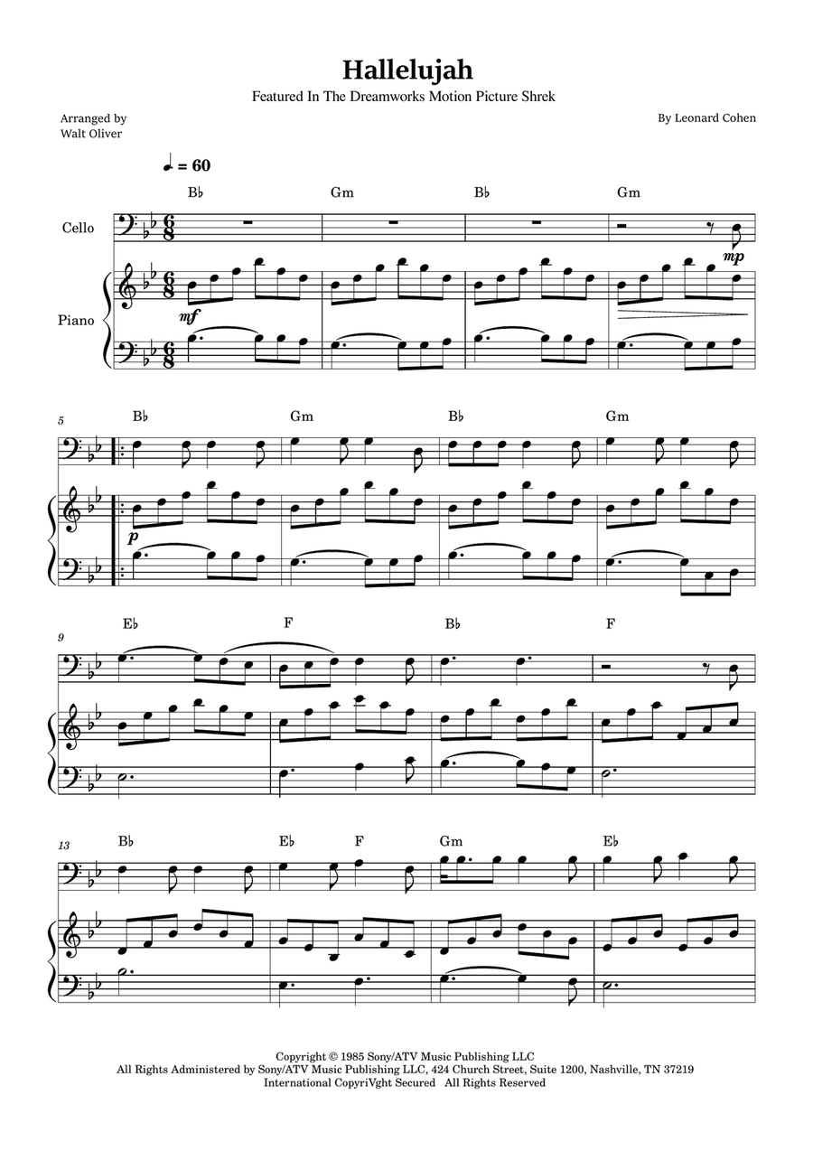 Hallelujah Piano scores gallery preview page 1