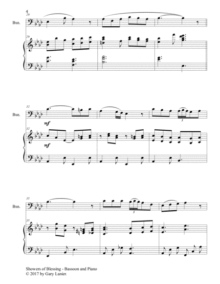 SHOWERS OF BLESSING (Duet – Bassoon & Piano with Score/Part) image number null