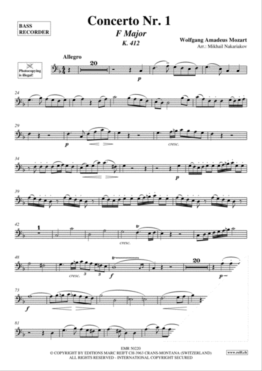 Concerto No. 1 Bass Recorder scores gallery preview page 3