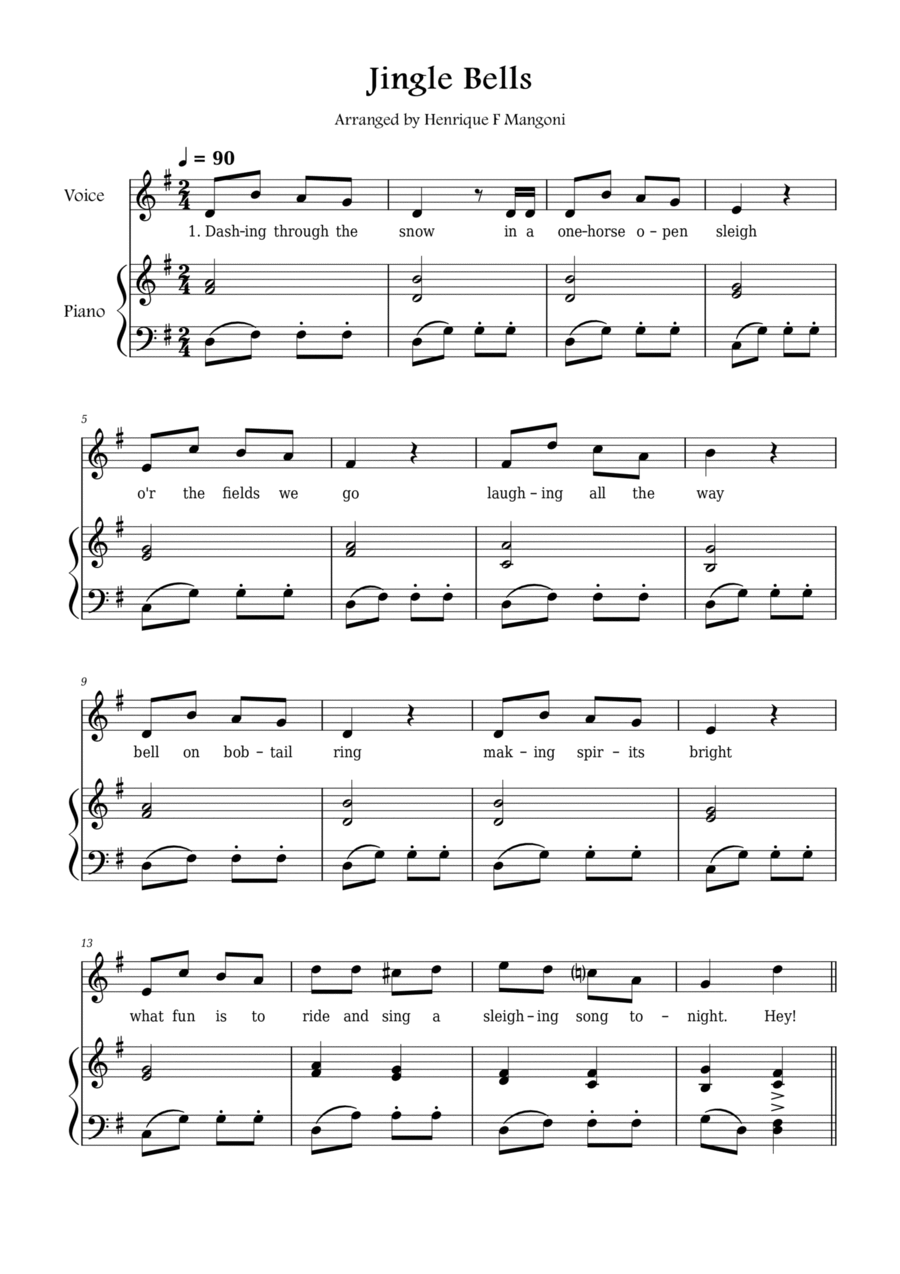 Jingle Bells Voice scores gallery preview page 1