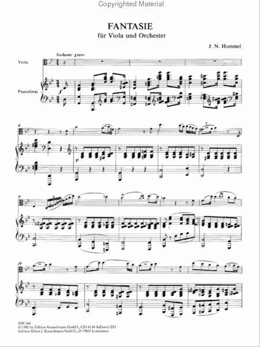 Fantasy for Viola and Orchestra - Arranged for Viola and Piano