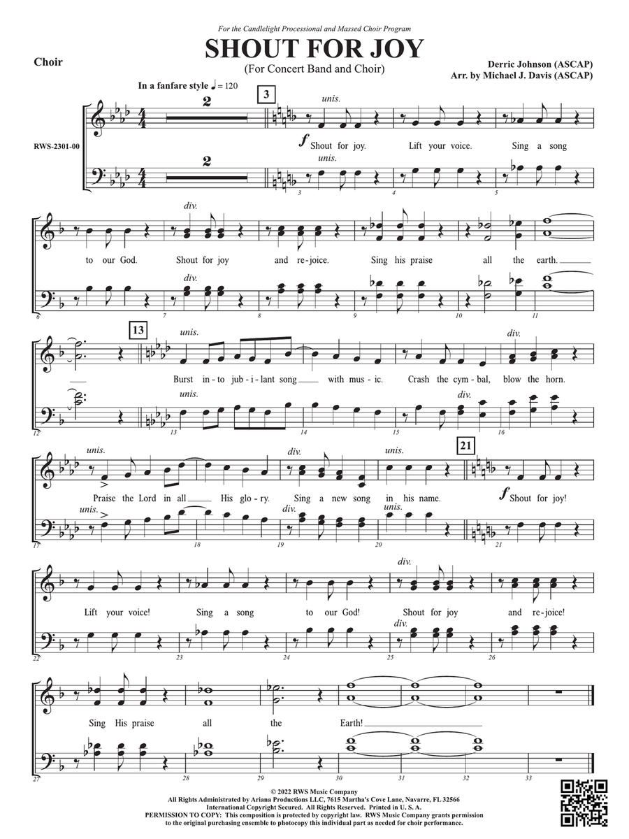Shout for Joy - For Concert Band and Choir: Choir