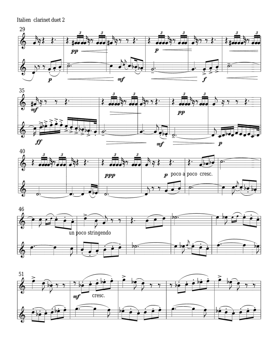 Capriccio Italien for clarinet duet (Tchaikowsky) Clarinet Duet scores gallery preview page 2