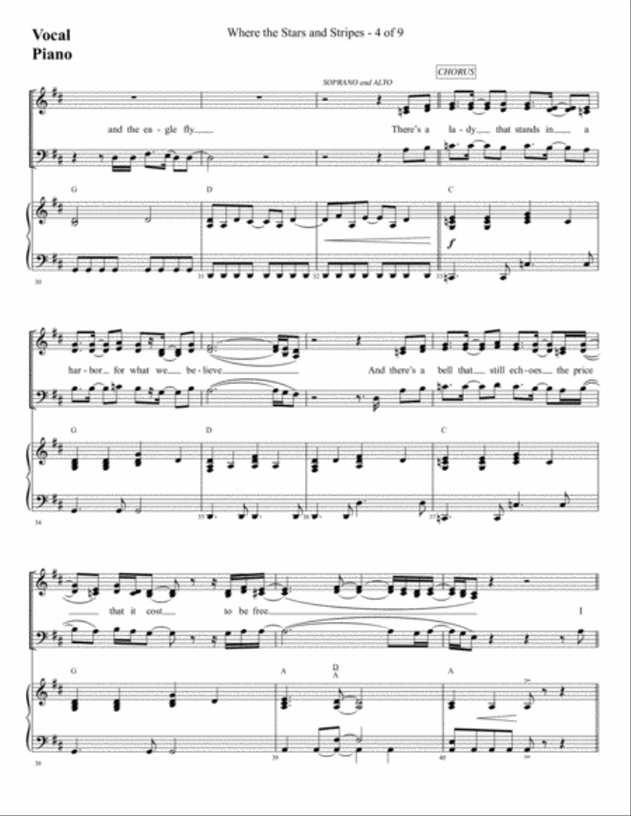 Where The Stars And Stripes And The Eagle Fly 3-Part scores gallery preview page 5
