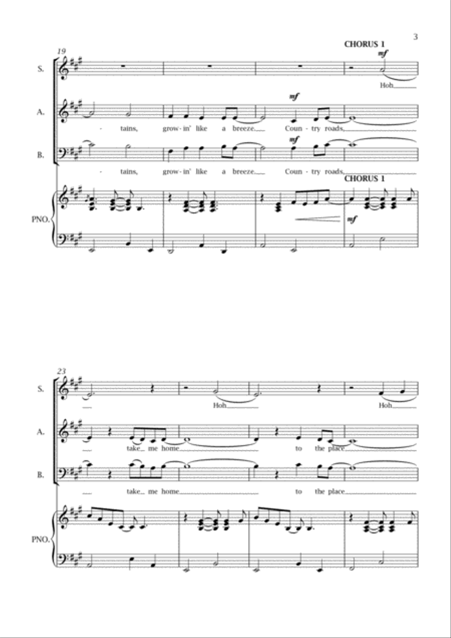 Take Me Home, Country Roads 3-Part scores gallery preview page 3