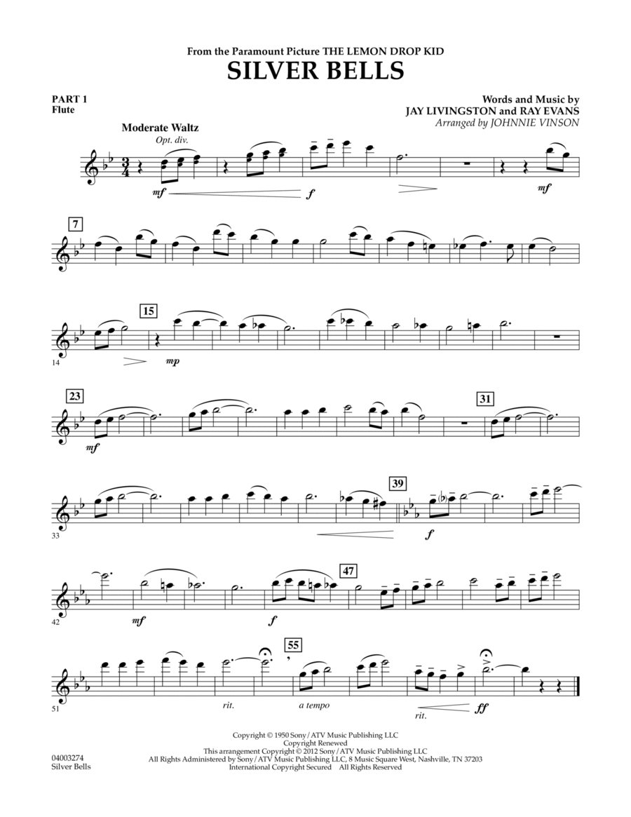 Silver Bells - Pt.1 - Flute Concert Band scores gallery preview page 1