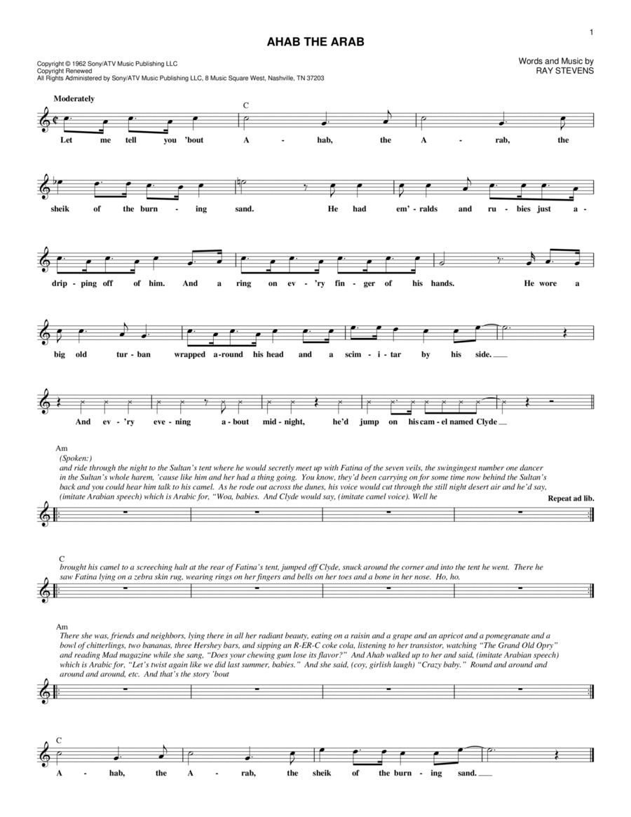 Ahab The Arab Guitar scores gallery preview page 1
