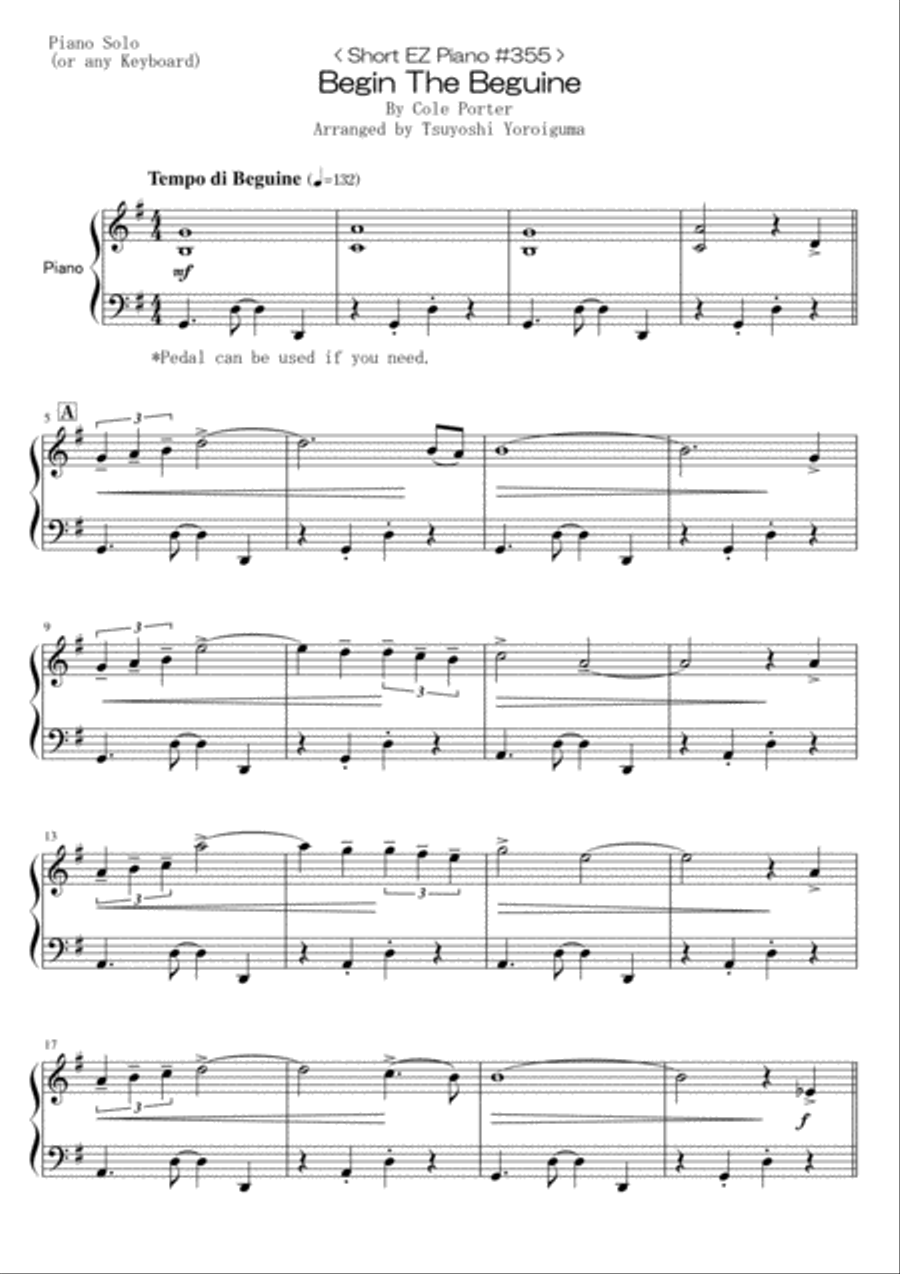 Begin The Beguine Begin The Beguine Easy Piano scores gallery preview page 1
