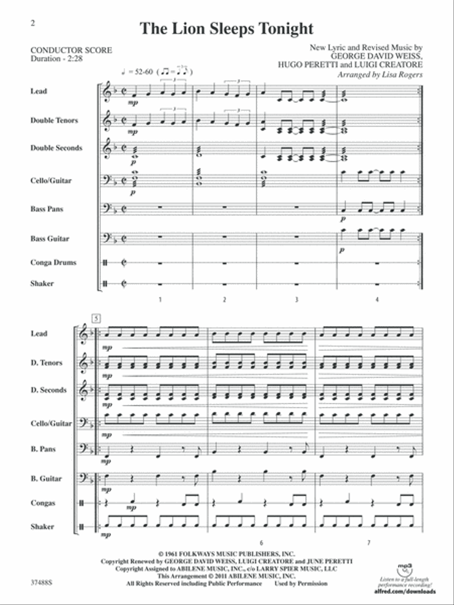 The lion sleeps tonight body shop percussion