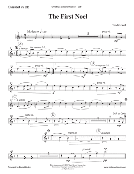 Christmas Solos for Clarinet & Piano Set 1
