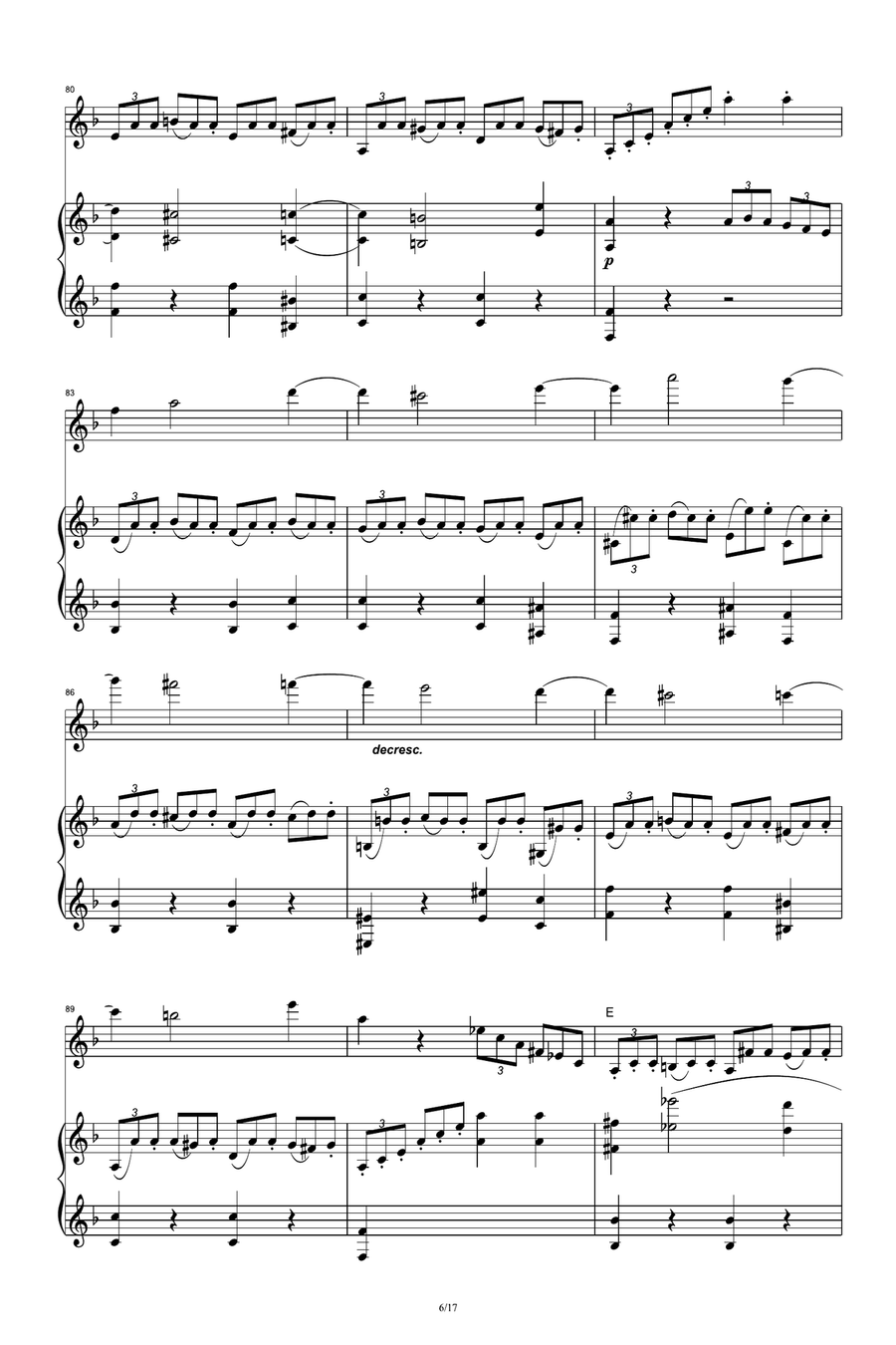 Sonata for Violin and Piano No. 5 in F major, Op. 24 'Spring':IV. Rondo. Allegro ma non troppo String Duet scores gallery preview page 6